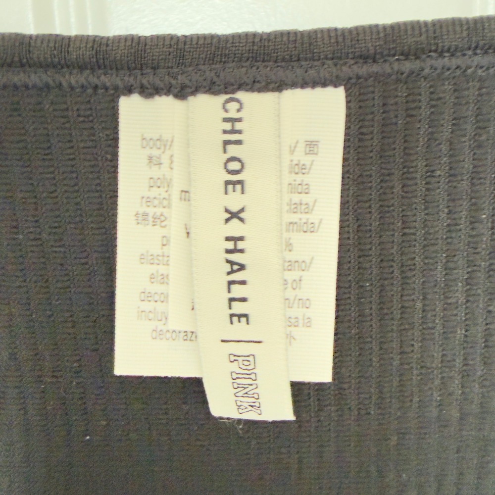 Chloe X Halle PINK Black Large Long Sleeve Ribbed Midi Dress Mob Wife, Y2K - Picture 6 of 9